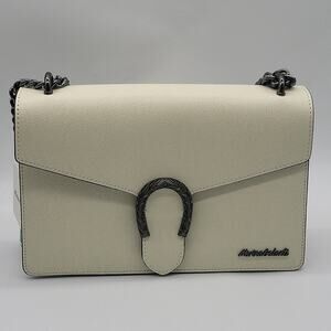 Marina Galanti Crossbody Bag Genuine Italian Leather Off White Color NWT